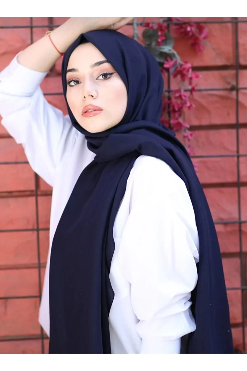 1-روسری زنانه مدل جاز نخی ناوی آبی