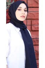 2-روسری زنانه مدل جاز نخی ناوی آبی